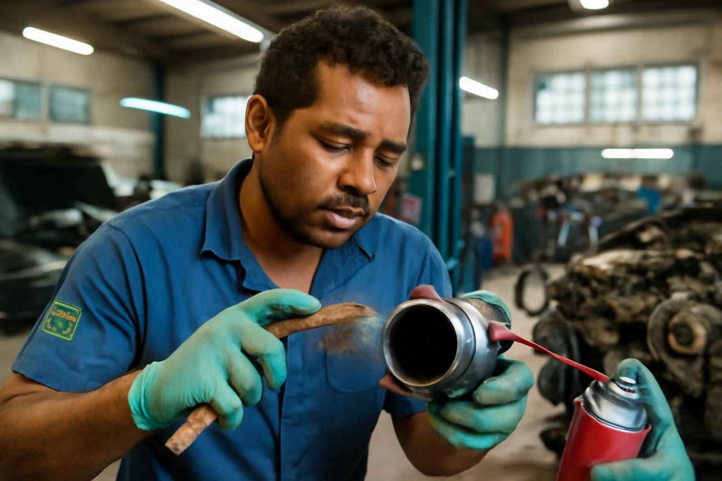 Limpeza da válvula EGR de um carro popular em oficina