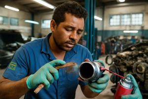 Limpeza da válvula EGR de um carro popular em oficina