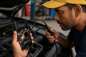 Como usar câmera endoscópica automotiva para inspeção interna de veículos