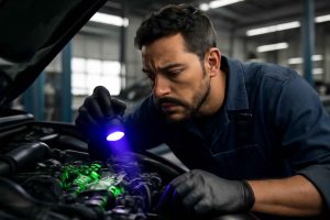 Como usar detector de vazamento de óleo por UV para localizar fugas no motor